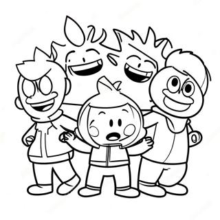 Eddsworld Charaktere in Aktion Ausmalbild | Eddsworld Ausmalbild