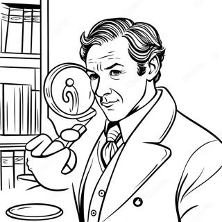 Sherlock Holmes mit Lupe Ausmalbild | Sherlock Holmes Ausmalbild