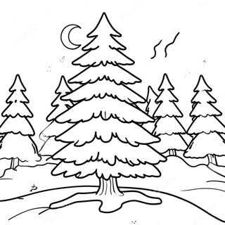 Verschneiter Kieferbaum Ausmalbild | Winterbaum Ausmalbild