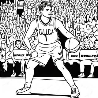 Luka Doncic Dribbling Basketball Ausmalbild | Luka Doncic Ausmalbild