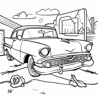 Old School Chicano Kunst Ausmalbild | Old School Chicano Ausmalbild