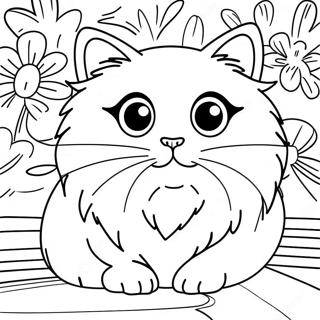 Flauschige Ragdoll Katze mit blauen Augen Ausmalbild | Ragdoll Katze Ausmalbild
