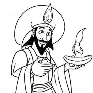 Jafar mit magischer Lampe Ausmalbild | Jafar Ausmalbild