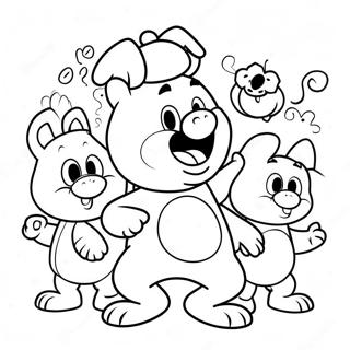 Lustiger Porky Pig mit Freunden Ausmalbild | Porky Pig Ausmalbild