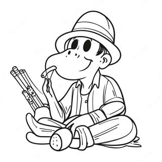 Chill Stoner mit einem Joint Ausmalbild | Kiffer Ausmalbild