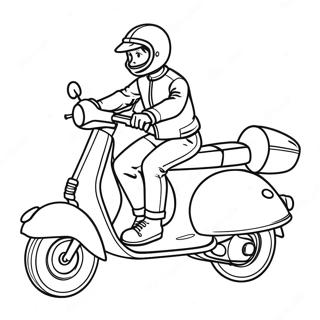 Schneller Rollerfahrer Ausmalbild | Roller Ausmalbild