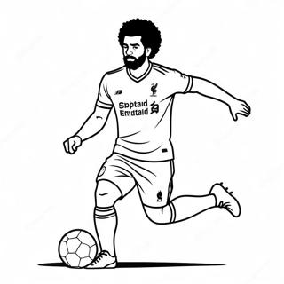 Mo Salah dribbelt den Ball Ausmalbild | Mo Salah Ausmalbild