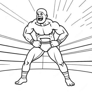 Aufregender Wrestler in Aktion Ausmalbild | Wrestling Ausmalbild