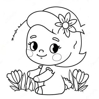 Niedliche Amy mit Blumen Ausmalbild | Amy Ausmalbild