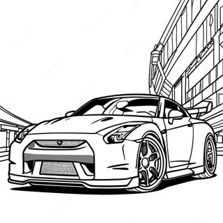 GTR R35 Sportwagen Ausmalbild | GTR R35 Ausmalbild