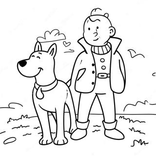 Abenteuerlicher Tim und Struppi Ausmalbild | Tim und Struppi Ausmalbild