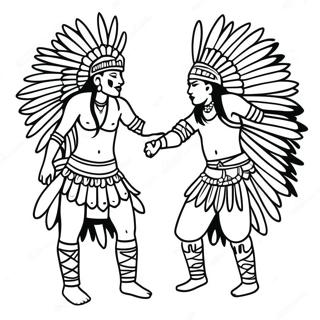 Bunte Pow Wow Tänzer Ausmalbild | Pow Wow Ausmalbild