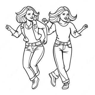 NewJeans Tanzen im Takt Ausmalbild | NeueJeans Ausmalbild