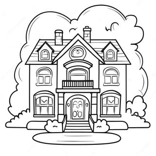 Luxuriöses Traumhaus Herrenhaus Ausmalbild | Traumhaus Villa Ausmalbild