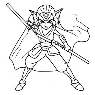 Ahsoka im Lichtschwert-Duell Ausmalbild | Ahsoka Ausmalbild