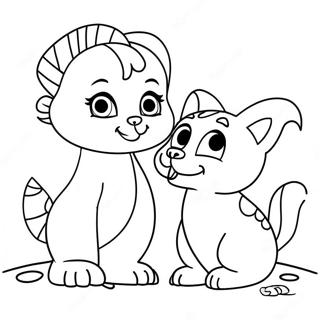 Cleo und Cuquin spielen zusammen Ausmalbild | Cleo und Cuquin Ausmalbild