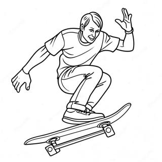 Tony Hawk macht einen Trick Ausmalbild | Tony Hawk Ausmalbild