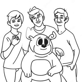 Mr Beast mit Freunden Ausmalbild | Herr Bestie Ausmalbild