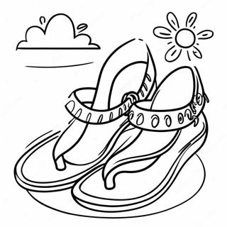 Bunte Sandalen am Strand Ausmalbild | Sandalen Ausmalbild
