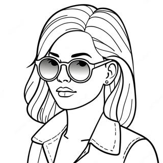 Cooles Bad Girl mit Sonnenbrille Ausmalbild | Swag Böse Mädchen Ausmalbild