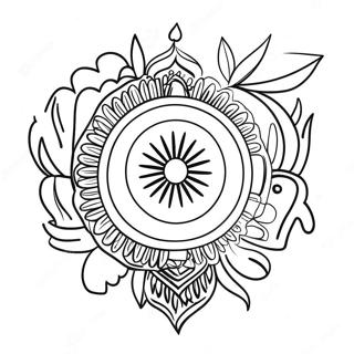 Lebendige Indische Flagge Ausmalbild | Indische Flagge Ausmalbild