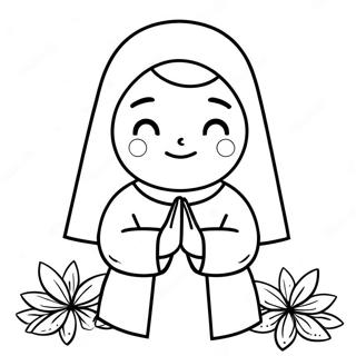 Niedliche Nonne beim Beten Ausmalbild | Nonne Ausmalbild