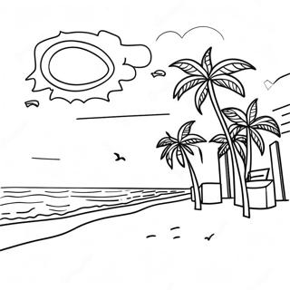 Miami Beach Sonnenuntergang Ausmalbild | Miami Ausmalbild