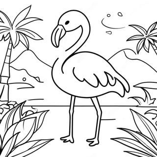 Buntes Miami Flamingo Ausmalbild | Miami Ausmalbild