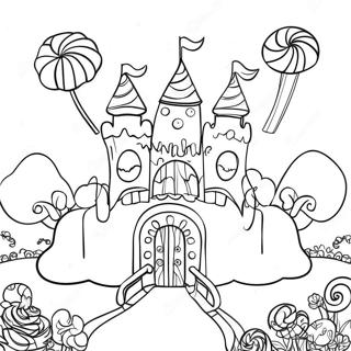 Buntes Candyland Schloss Ausmalbild | Zuckerland Ausmalbild
