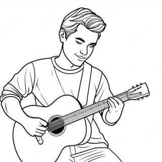 Zach Bryan spielt Gitarre Ausmalbild | Zach Bryan Ausmalbild