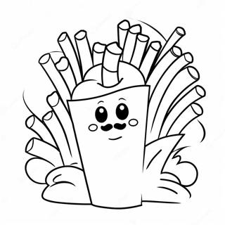 Niedlicher Pommes Frites Charakter Ausmalbild | Pommes Frites Ausmalbild