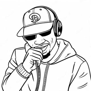 Cooler Rapper mit Mikrofon Ausmalbild | Rapper Ausmalbild