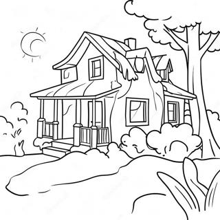Gemütliches Traumhaus Ausmalbild | Traumhaus Ausmalbild