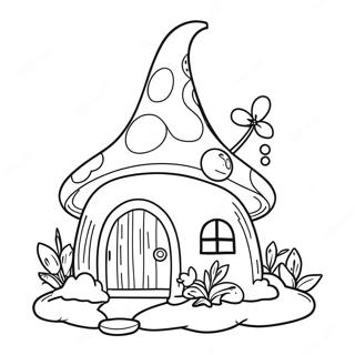 Verspielt Gnome-Haus mit Blumen Ausmalbild | Gnomhaus Ausmalbild