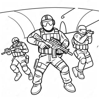 Rainbow Six Siege Actionszene Ausmalbild | Rainbow Six Siege Ausmalbild