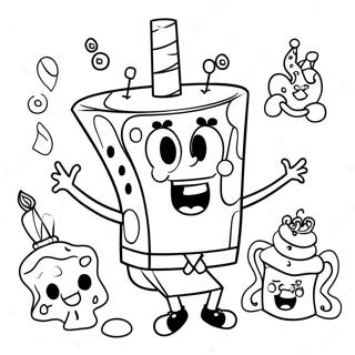 SpongeBob Geburtstagsmalvorlage | SpongeBob Geburtstag Ausmalbild