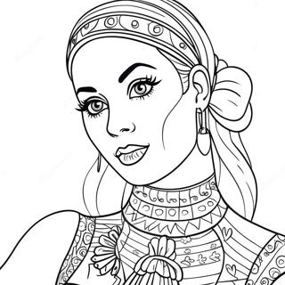Katy Perry im bunten Kostüm Ausmalbild | Katy Perry Ausmalbild