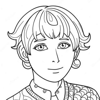 Saiki K mit bunten Haaren Ausmalbild | Saiki K Ausmalbild