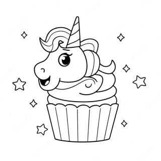 Glitzernder Einhorn-Cupcake Ausmalbild | Einhorn Cupcake Ausmalbild