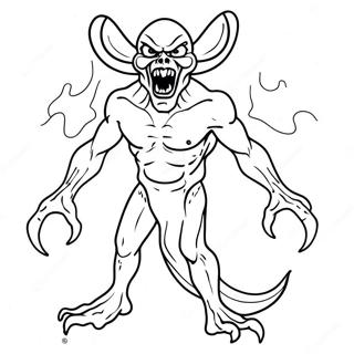 Ausmalbild eines dämonischen Horrorwesens | Dämonischer Horror Ausmalbild