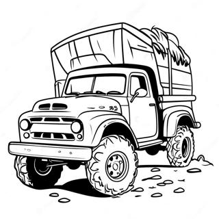 Mud Truck Offroad Abenteuer Ausmalbild | Schlammpickup Offroad Ausmalbild