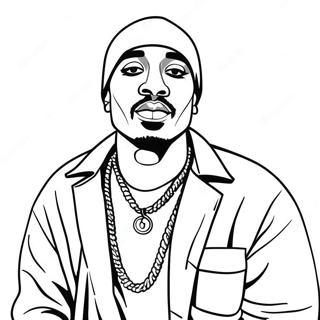 Tupac in einem stylischen Outfit Ausmalbild | Tupac Ausmalbild