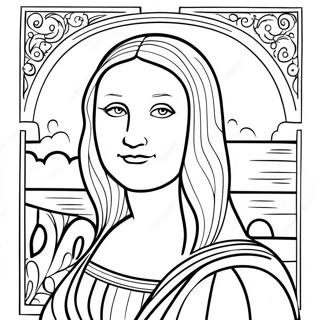 Mona Lisa Klassisches Porträt Ausmalbild | Mona Lisa Ausmalbild