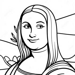 Mona Lisa Lächelndes Ausmalbild | Mona Lisa Ausmalbild