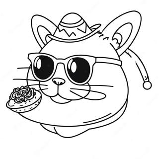 Lustige Taco Katze mit Sonnenbrille Ausmalbild | Taco Katze Ausmalbild