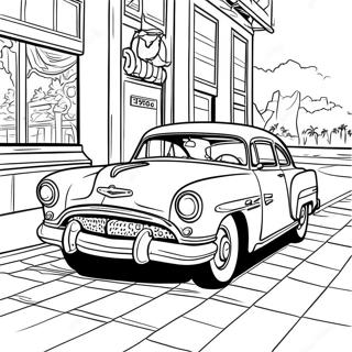 Retro-Auto der 1950er Jahre Ausmalbild | 1950er Retro Ausmalbild