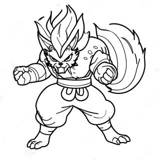 Kurama in Kampfpose Ausmalbild | Kurama Ausmalbild