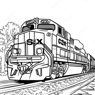 Bunter CSX Güterzug Ausmalbild | CSX Zug Ausmalbild