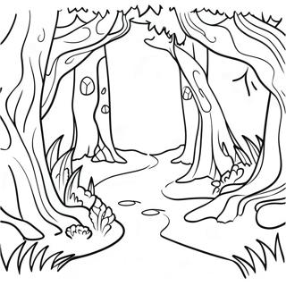 Magischer verzauberter Wald Ausmalbild | Wald Ausmalbild
