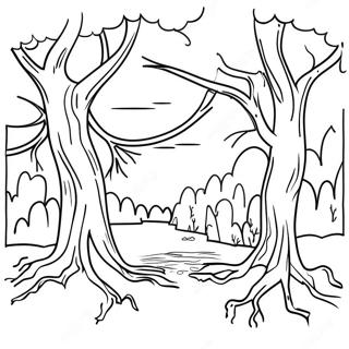 Sleepy Hollow Landschaft Ausmalbild | Schlafende Höhle Ausmalbild